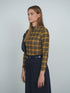 Point Printed Mock Neck Top in Varsity Plaid